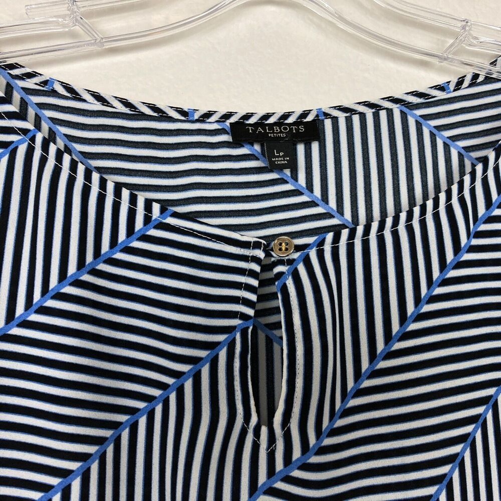 Talbots Womens Pullover Tunic Top Size LP Petite Keyhole Neck Tie Sleeves Career - Picture 2 of 4